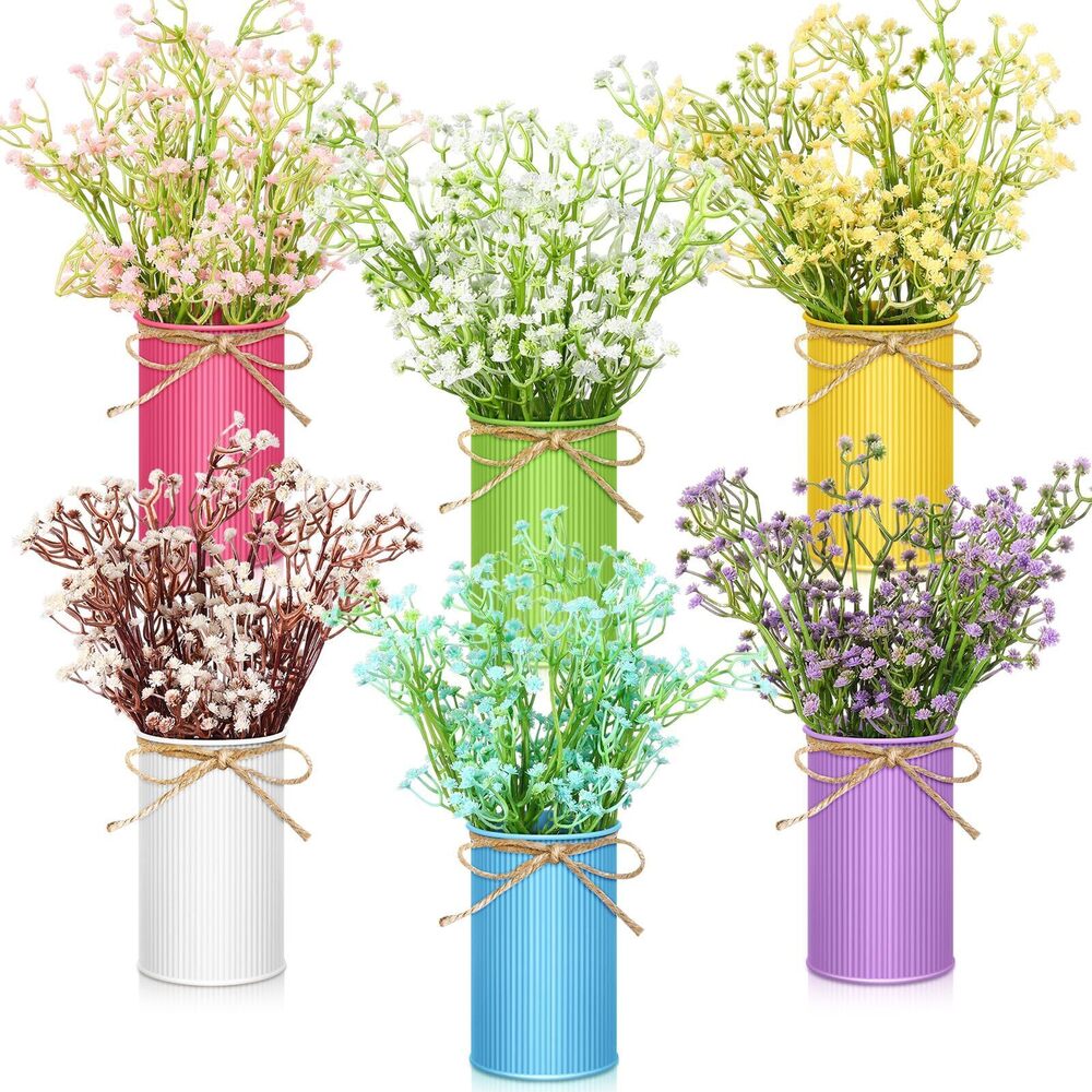 3089 6 Sets Summer Spring Centerpieces for Tables Artificial Baby Breath